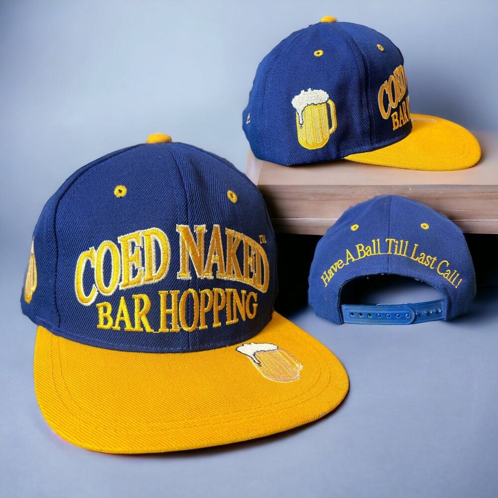 Vintage Coed Naked Bar Hopping Snapback Hat Adjustable Beer Last Call